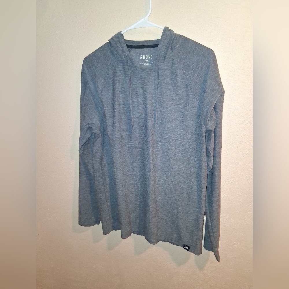 Rhone Mens Reign Midweight Hoodie Sz M Grey Workout Gym Performance Athleisure